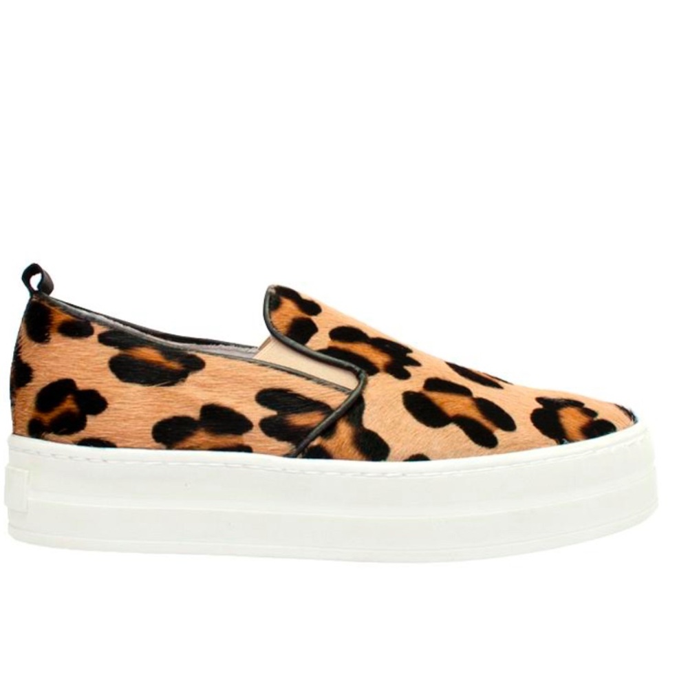 Gabriella Michel Pony Hair Leopard Print Slip On Sneakers Sz 39